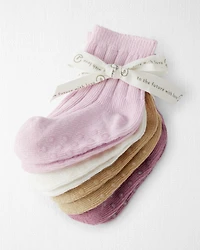 Baby Toddler Girl 4-Pack No-Slip Socks Made with Organic Cotton