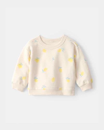 Baby Girl French Terry Pullover Sweatshirt - Lemon