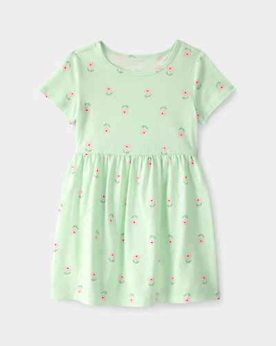 Toddler Girl Floral Short-Sleeve Dress - Green