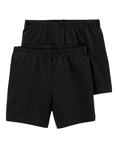 Girls 2-Pack Black Bike Shorts
