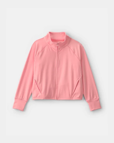 Girls Solid Active Zip-Up Jacket - Pink