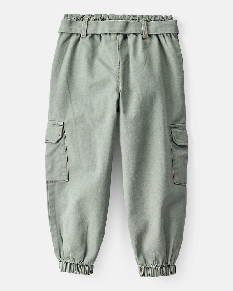 Toddler Girl Cotton Cargo Joggers - Green