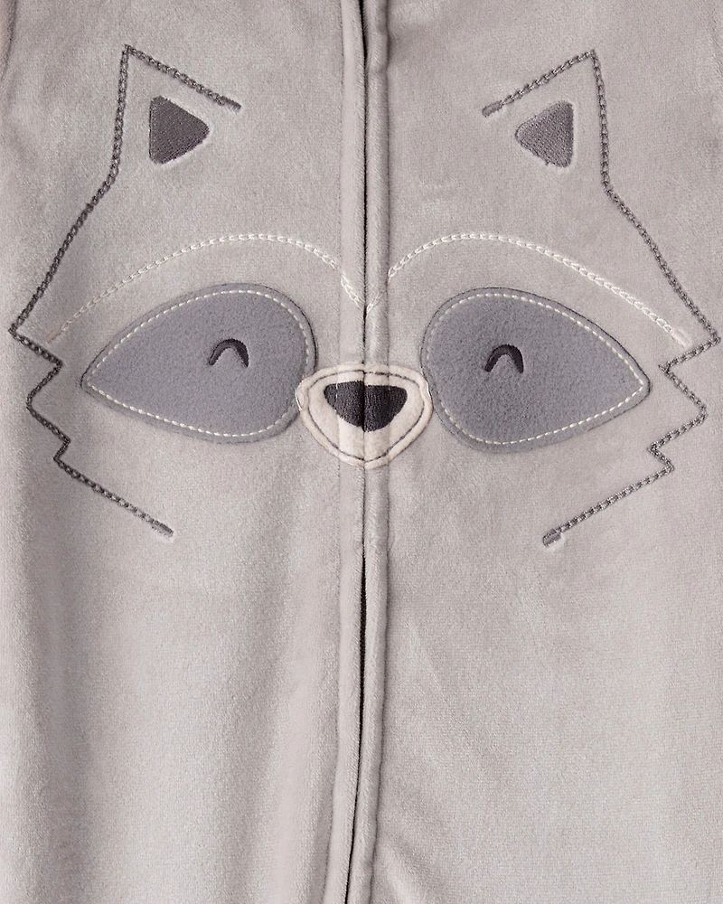 Toddler Boy Raccoon DreamPlush Long-Sleeve Snug Fit 1-Piece Pajamas - Grey