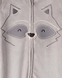 Toddler Boy Raccoon DreamPlush Long-Sleeve Snug Fit 1-Piece Pajamas - Grey