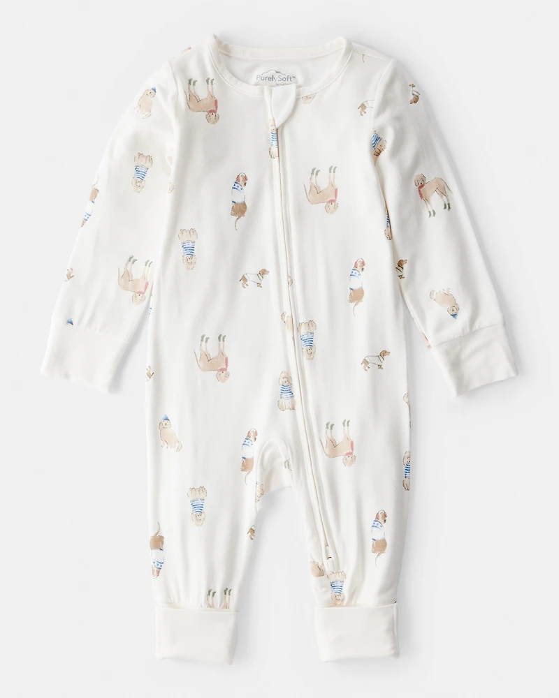 Baby Dog Print PurelySoft Snug Fit Sleeper - Cream