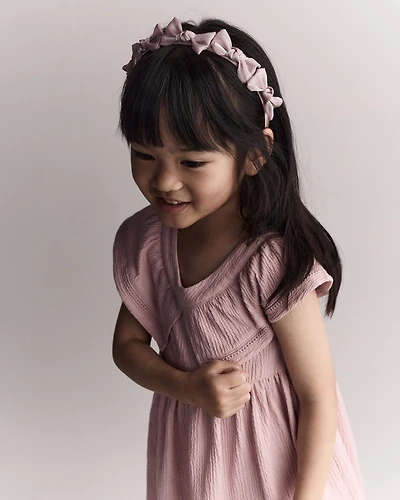 Toddler Girl Bow Headband - Mauve