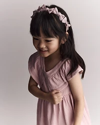 Toddler Girl Bow Headband - Mauve