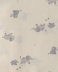 Baby 4-Pack Elephant Receiving Blankets - Grey/Ivory