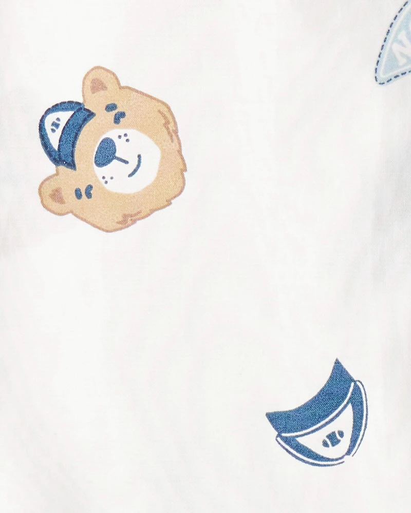 Toddler Boy Bear Cotton Long-Sleeve Button-Down Shirt