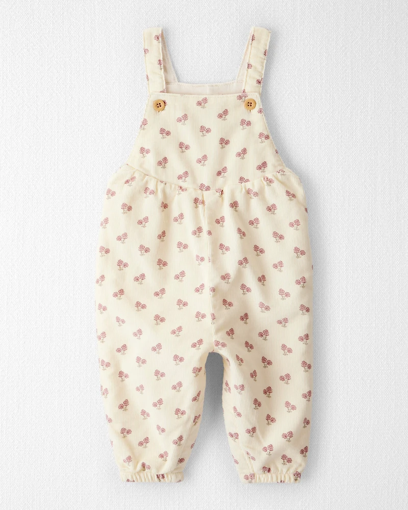 Baby Girl Organic Cotton Corduroy Overalls Garden Bloom Print