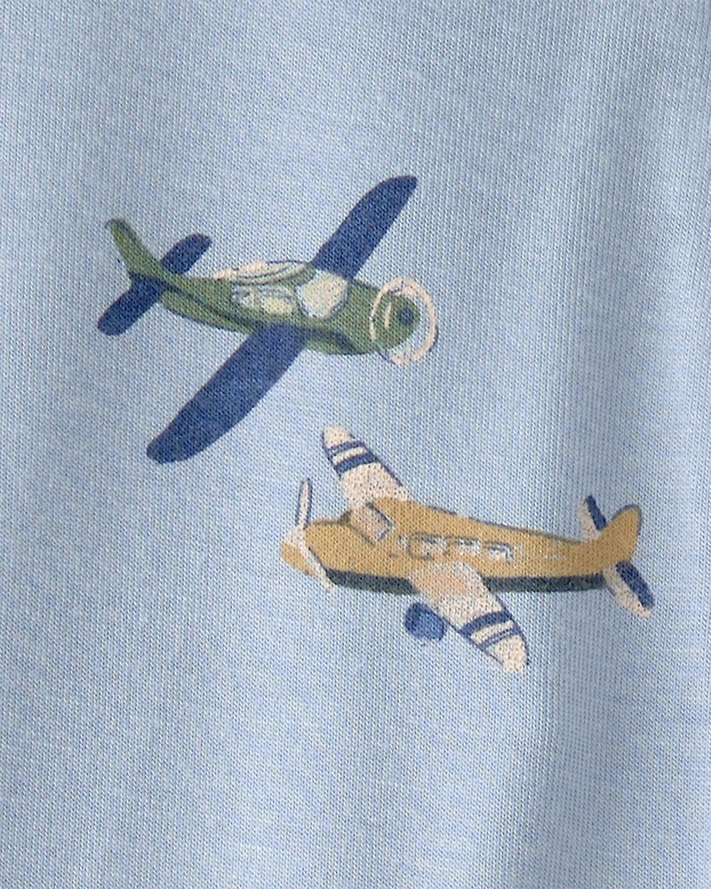 Baby Boy Plane 2-Way Zip PurelySoft Sleeper - Blue