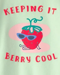 Baby Girl Strawberry French Terry Pullover Sweatshirt - Green