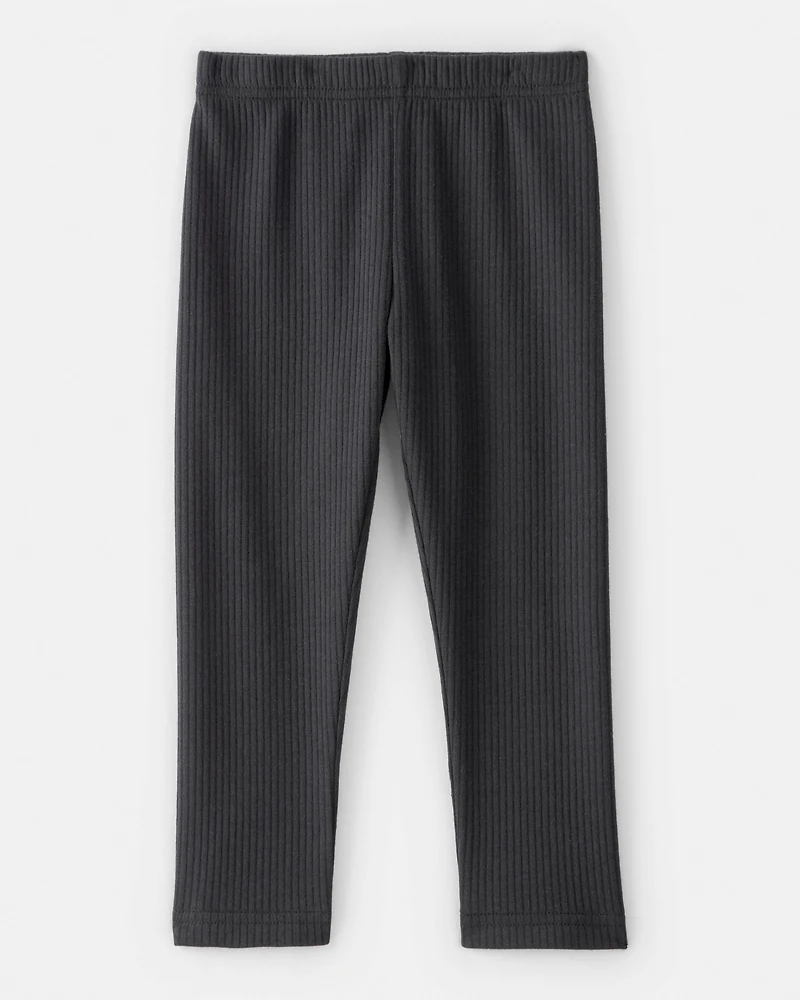 Toddler Girl Pull-On Stretch Rib Leggings - Black