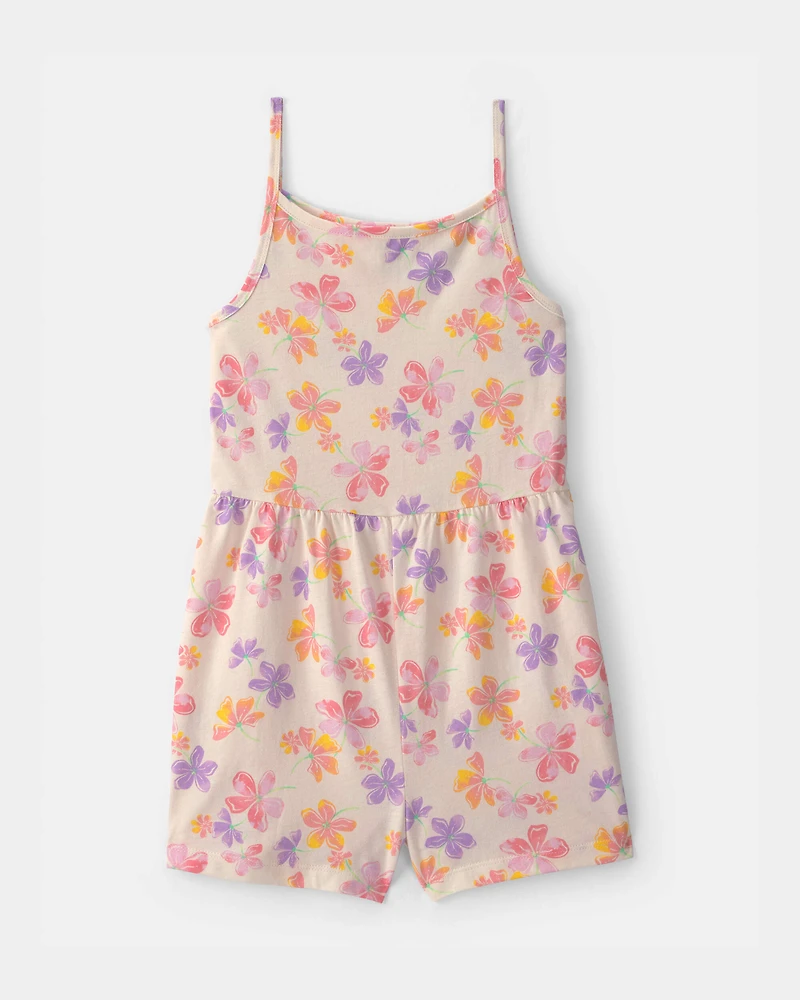 Girls Floral Romper - Cream