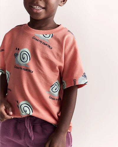 Toddler Boy Snail Dolman Tee - Orange