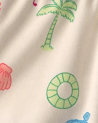 Baby Girl Beach French Terry Shorts - Cream