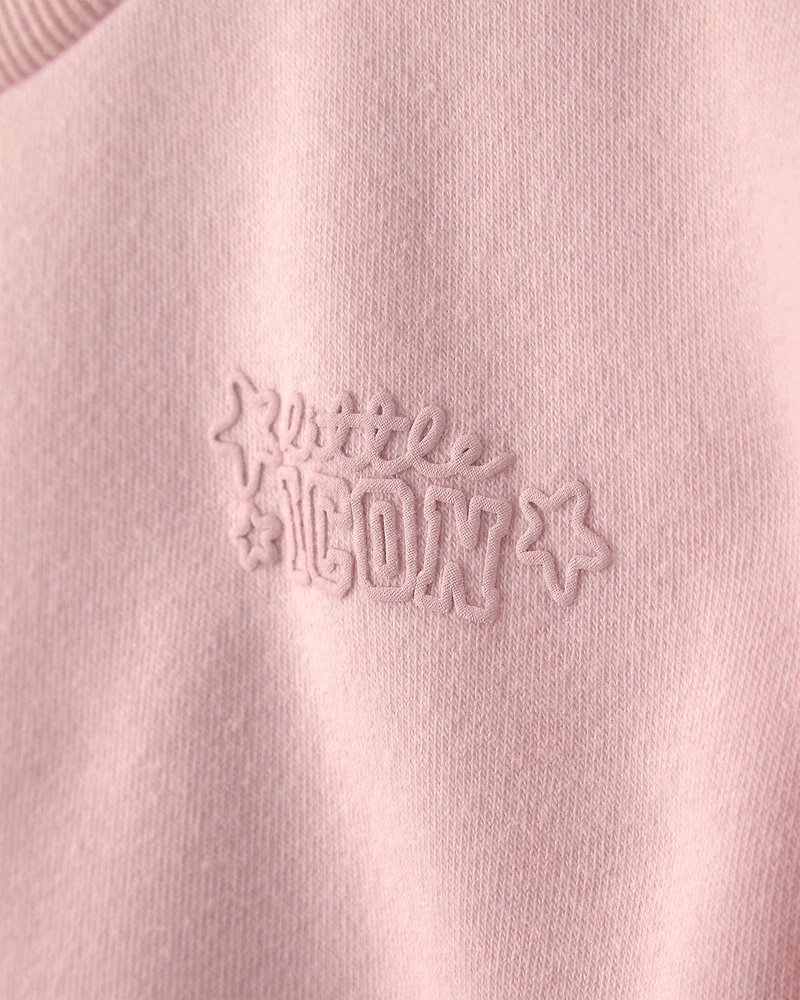 Toddler Girl 'Little Icon' Fleece Pullover Sweatshirt - Pink