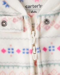 Baby Girl Fair Isle Fleece Long-Sleeve Loose Fit Sleeper