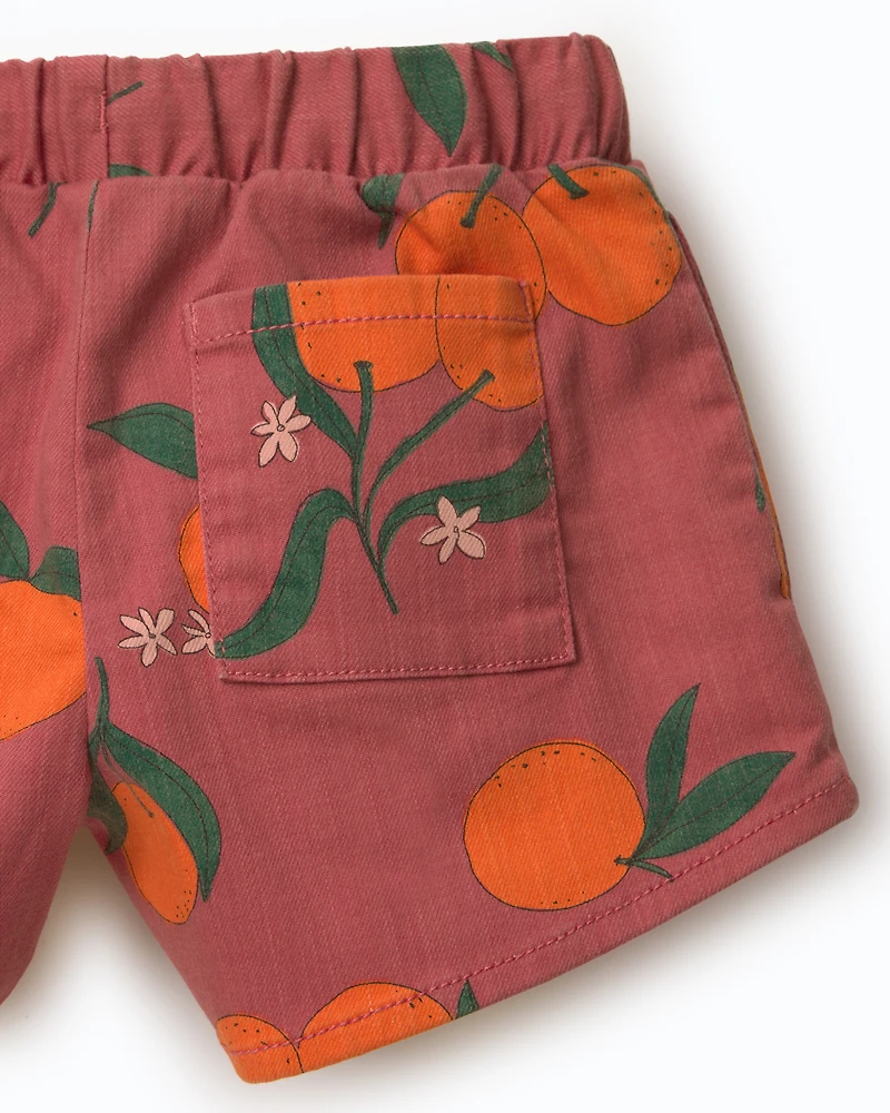 Toddler Girl A-Line Shorts Clementine Grove Print - Burgundy