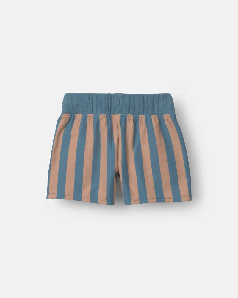 Toddler Boy Long-Line Short Stripes - Slate/Brown