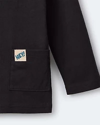 Toddler Hey Long-Sleeve Pocket Graphic Tee - Black