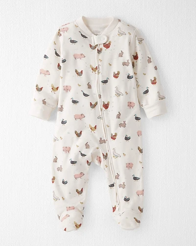Baby Organic Cotton Sleepers Farm Friends