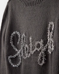 Girls Christmas Sleigh Long-Sleeve Sweater - Grey