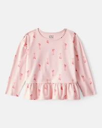 Toddler Girl Ballet Slippers Long-Sleeve Peplum Top - Pink