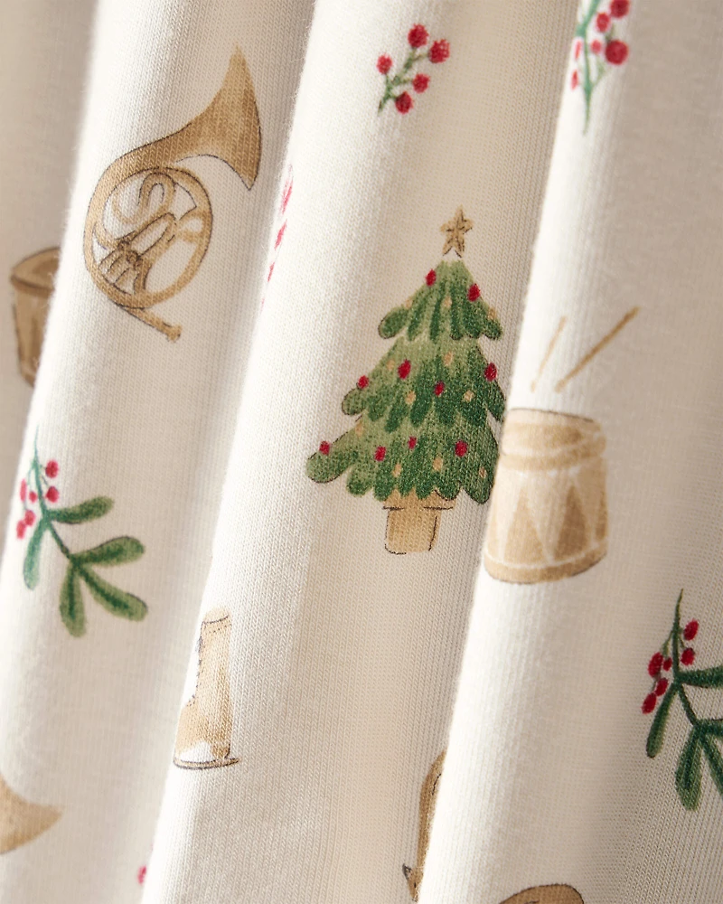 Baby Christmas Print PurelySoft Long-Sleeve Sleeper - White