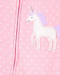 Toddler Girl Unicorn Snug Fit Cotton Footie 1-Piece Pyjamas - Pink