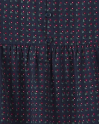 Girls Organic Cotton Dobby Dress Navy Floral