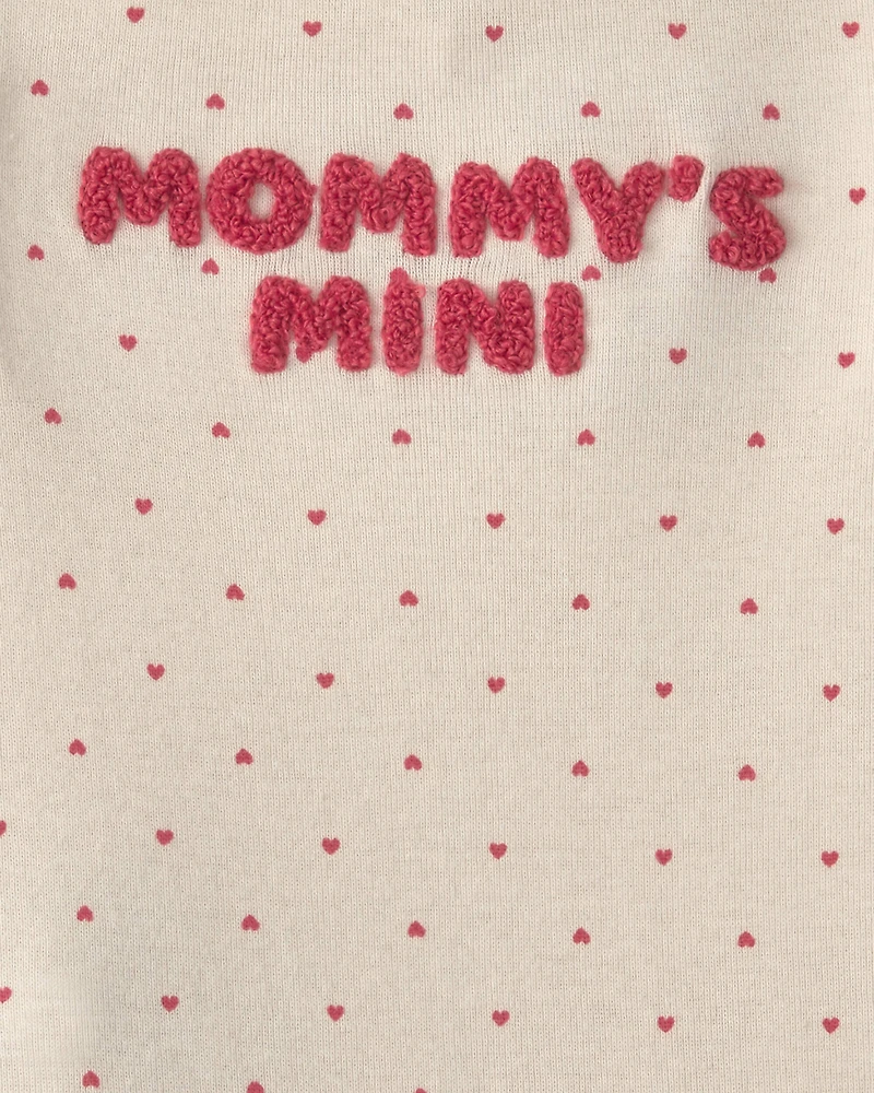 Baby Girl 2-Piece 'Mommy's Mini' Heart Bodysuit & Pant Set - Fuchsia/Cream