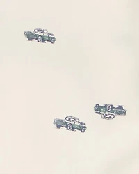 Baby White Truck Print Button-Front Bodysuit