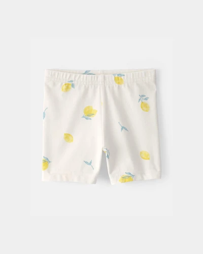 Baby Girl Lemon Bike Shorts - Cream