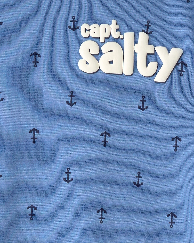 Toddler Boy Anchor 100% Cotton Snug Fit 4-Piece Pyjama Set - Blue/Cream