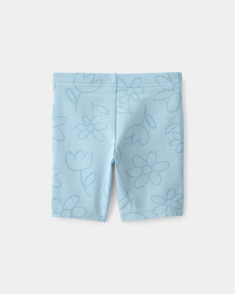 Toddler Girl Floral Ladybug Bike Shorts - Blue