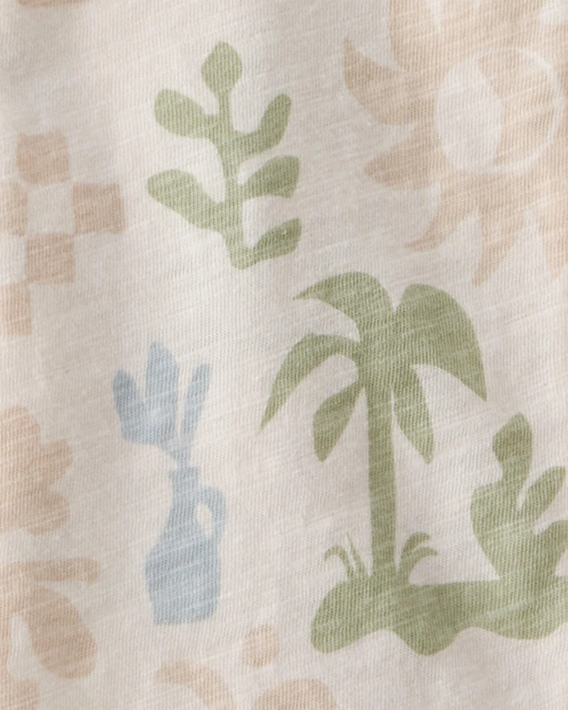 Toddler Boy 2-Piece Palm Tree Tropical Top & Short Set - Cream