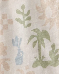 Toddler Boy 2-Piece Palm Tree Tropical Top & Short Set - Cream