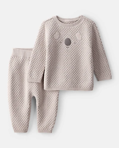 Baby Boy Cotton Long-Sleeve Tee & Pant Set - Brown