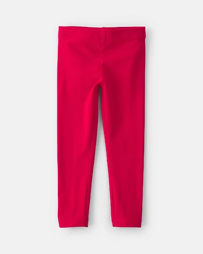 Toddler Girl Cotton Pull-On Stretch Leggings - Red