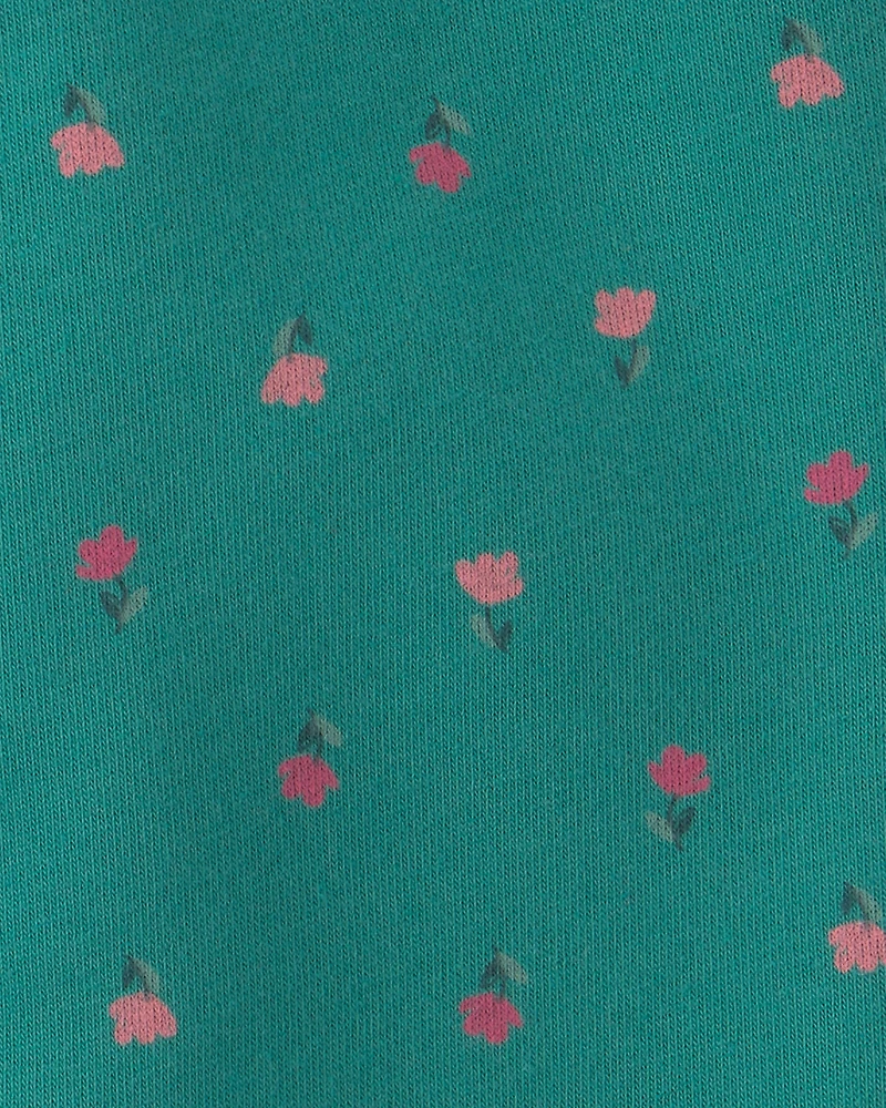 Toddler Girl 2-Piece Heart & Floral Fleece Long-Sleeve Top Pant Set - Green