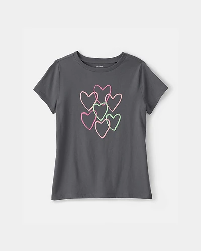 Girls Heart Graphic Tee - Grey