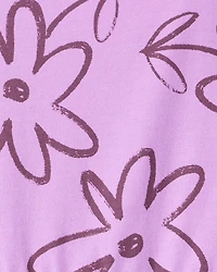 Girls Floral Long-Sleeve Dress - Purple