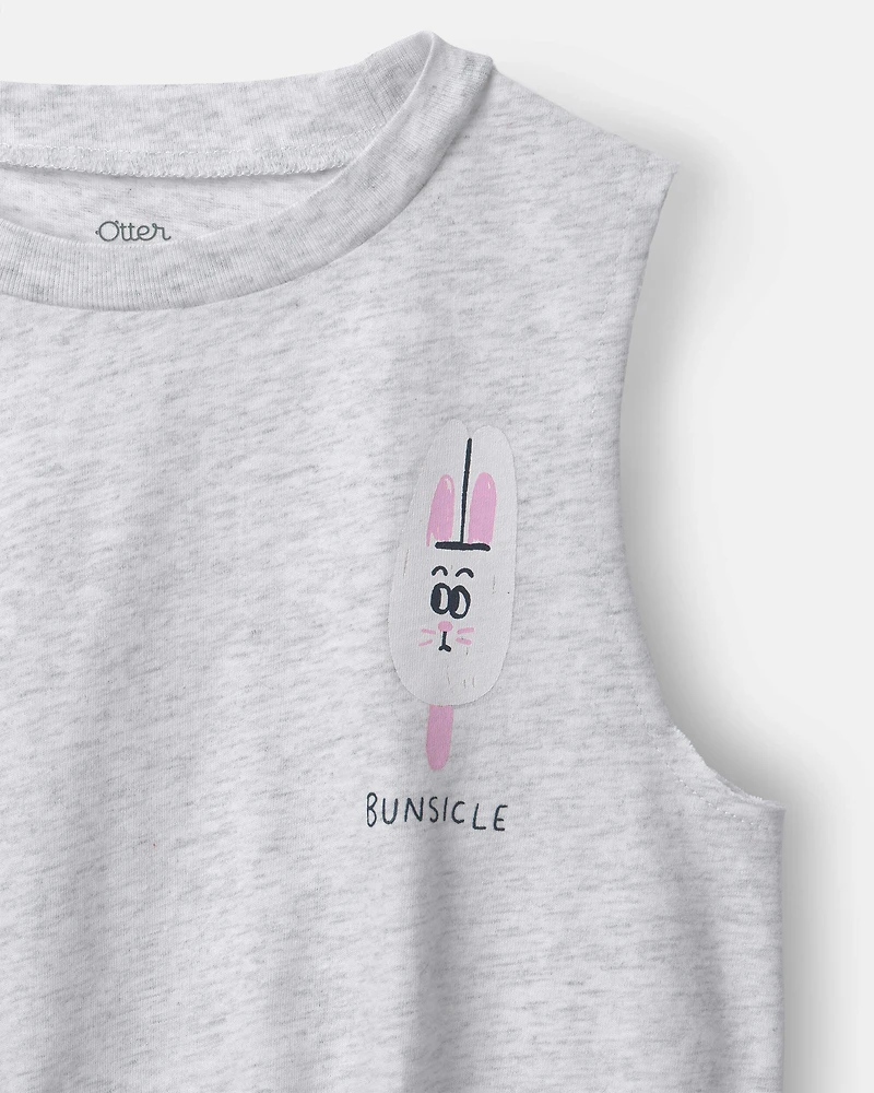 Toddler Girl 'Bunsicle' Elastic Waist Tank - Heather Grey