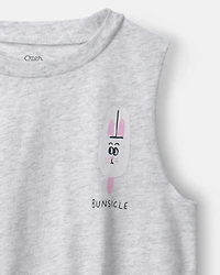 Toddler Girl 'Bunsicle' Elastic Waist Tank - Heather Grey