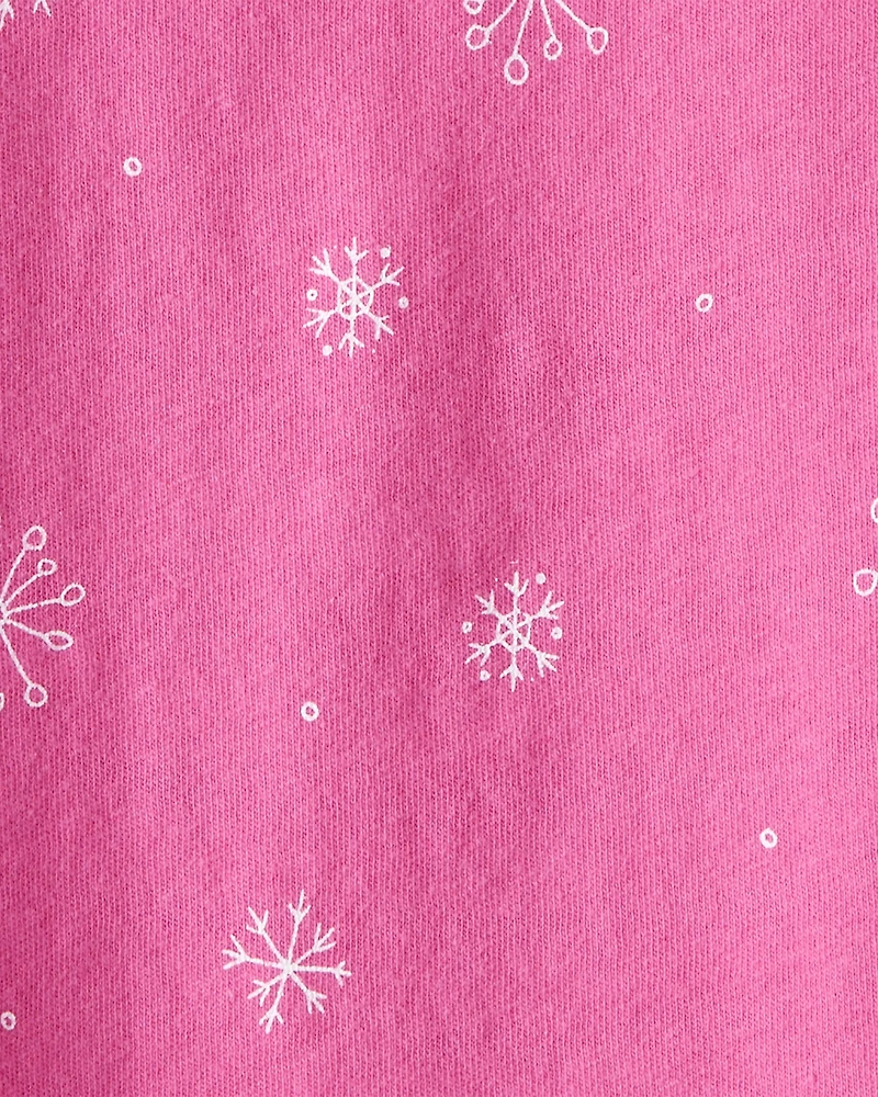 Baby Girl Snowflake Print Long-Sleeve Pocket Tee - Pink