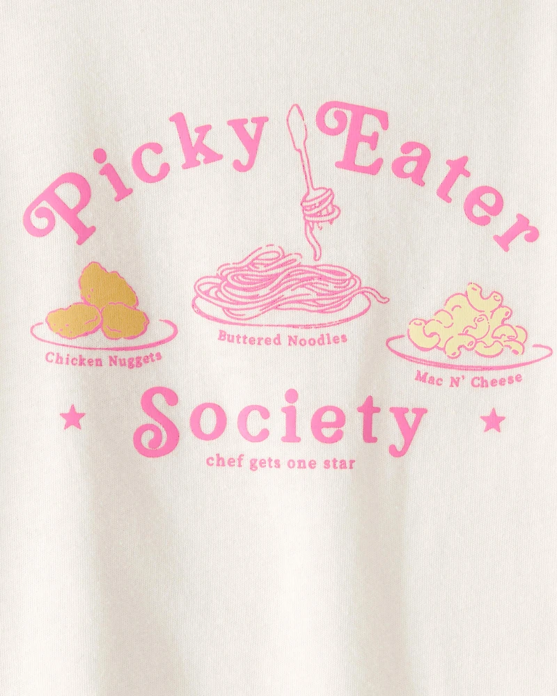Toddler Girl 'Picky Eater' Graphic Tee - Cream