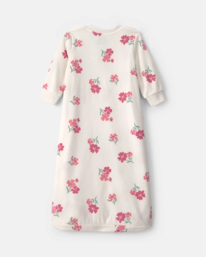 Baby Girl Floral Fleece Loose Fit Wearable Blanket - Cream