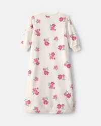 Baby Girl Floral Fleece Loose Fit Wearable Blanket - Cream
