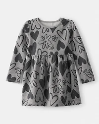Toddler Girl DayDream Fleece Heart Knit Dress - Grey